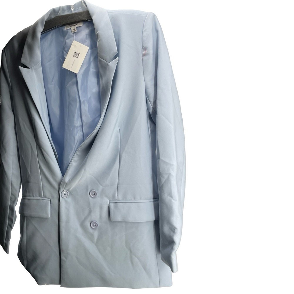 Garage Women's Blazer Double Breasted Light Blue Polyester Small